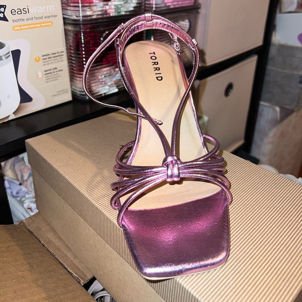 Torrid Metallic Pink Strappy Heels
